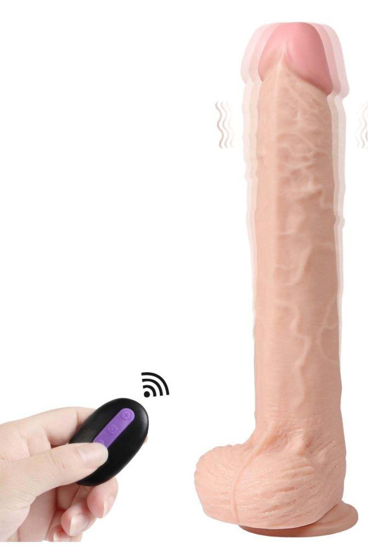 Soft Dokuda 30.5 Cm 20 Farklı Titreşimli Dildo Usb Şarjlı Penis Uzaktan Kumandalı Realistik Vibratör