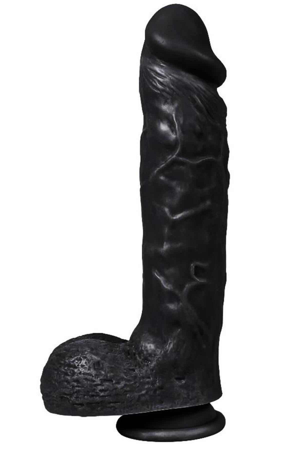 Zenci 24 Cm Kalın Ultra Gerçekçi Et Doku Dildo Vantuzlu Birebir Ten Hissiyatı Realistik Siyah Penis