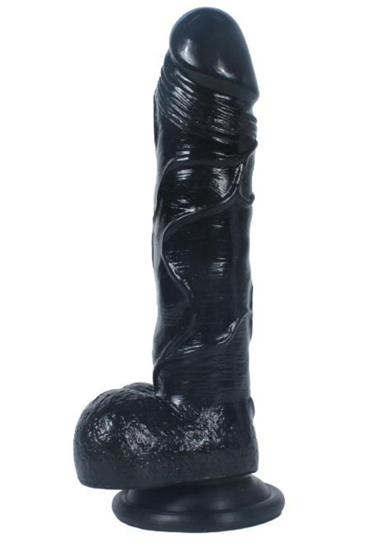 Ekstra Gerçekçi Ten Dokusunda 19.5 Cm Zenci Dildo Güçlü Vantuzlu Esnek Yapıda Realistik Siyah Penis
