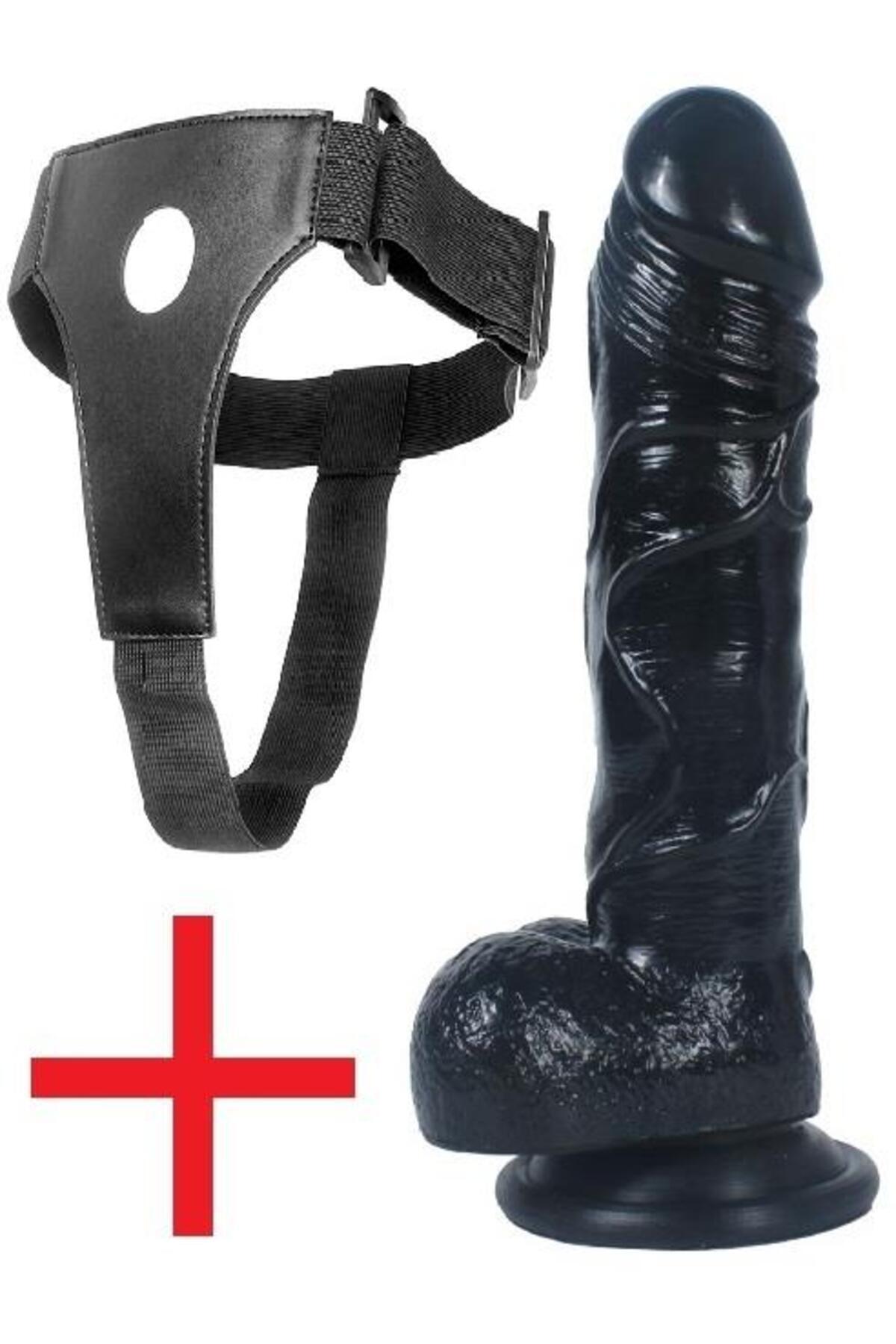 Süper Gerçekçi Doku Hissiyatı Zenci Kemerli Takma 19.5 Cm Penis Siyah Realistik Belden Bağlama Dildo