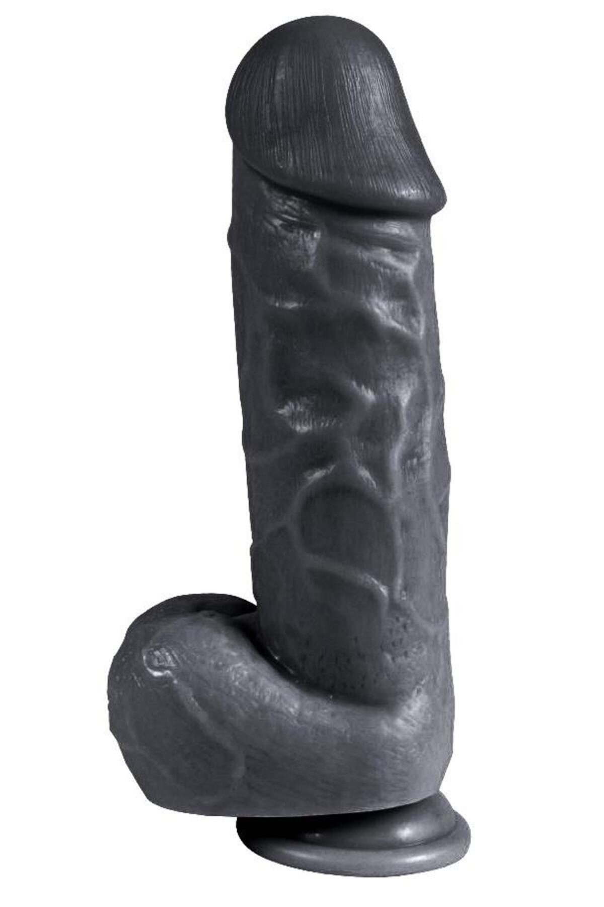 Et Dokusunda Gerçekçi Ten Hissiyatı 22.5 Cm Kalın Penis Güçlü Vantuzlu Realistik Siyah Dildo