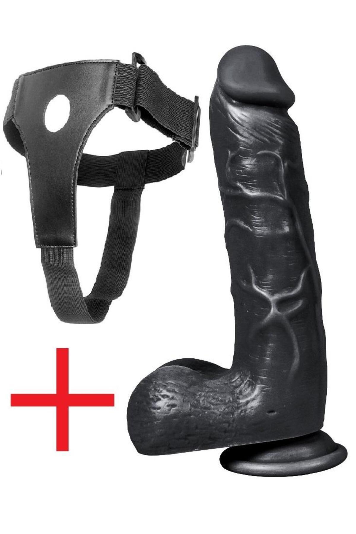 Ultra Gerçekçi Et Dokusu Vantuzlu Zenci Kemerli Takma Penis 21 Cm Realistik Belden Bağlamalı Dildo