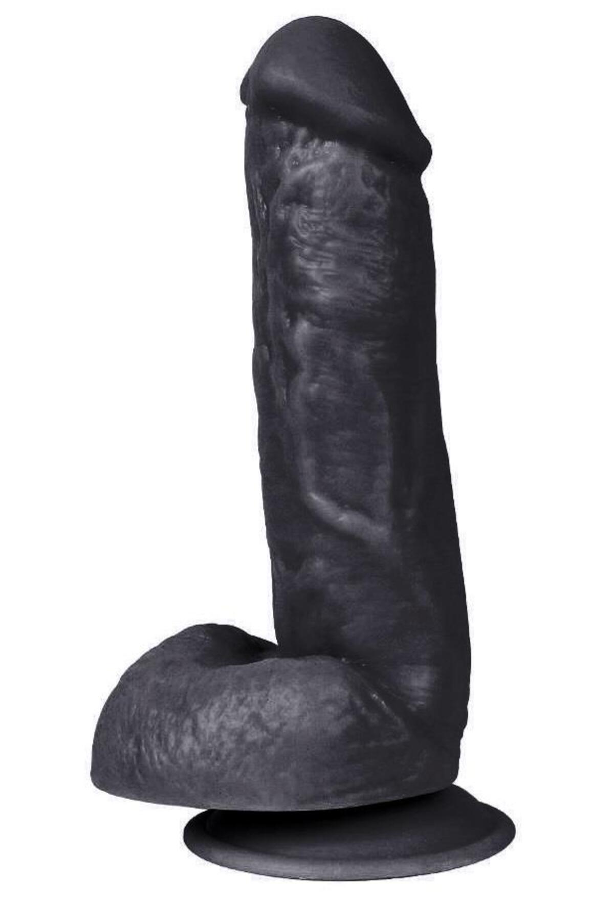 Zenci 18 Cm Kalın Güçlü Vantuzlu Ultra Gerçekçi Ten Doku Hissiyatında Dildo Realistik Siyah Penis