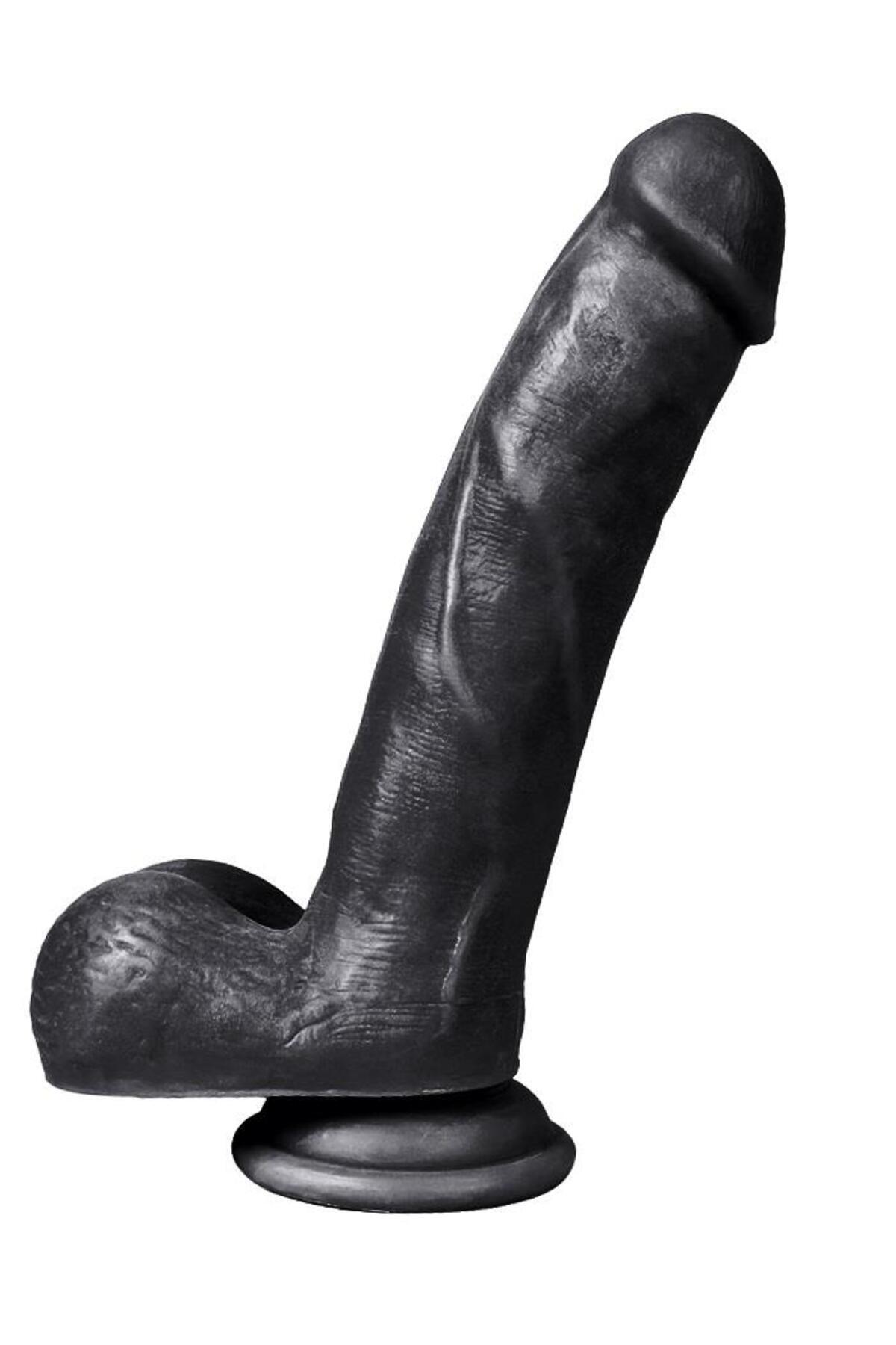 Siyah Renkli Ten Hissiyatında 19,5 Cm 4 Cm Kalınlıkta Güçlü Vantuzlu Realistik Dildo