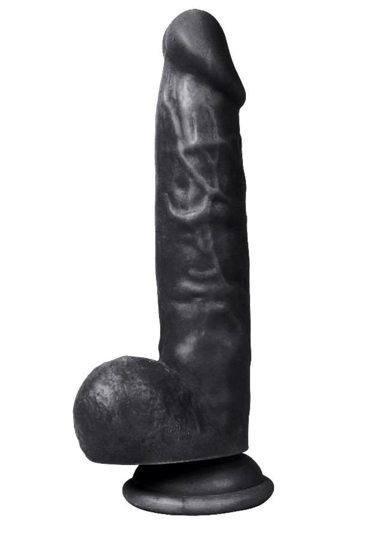 Gerçekçi Ultra Yumuşak Dokuda 20 Cm Et Dokulu Yapay Penis Güçlü Vantuzlu Realistik Siyah Dildo