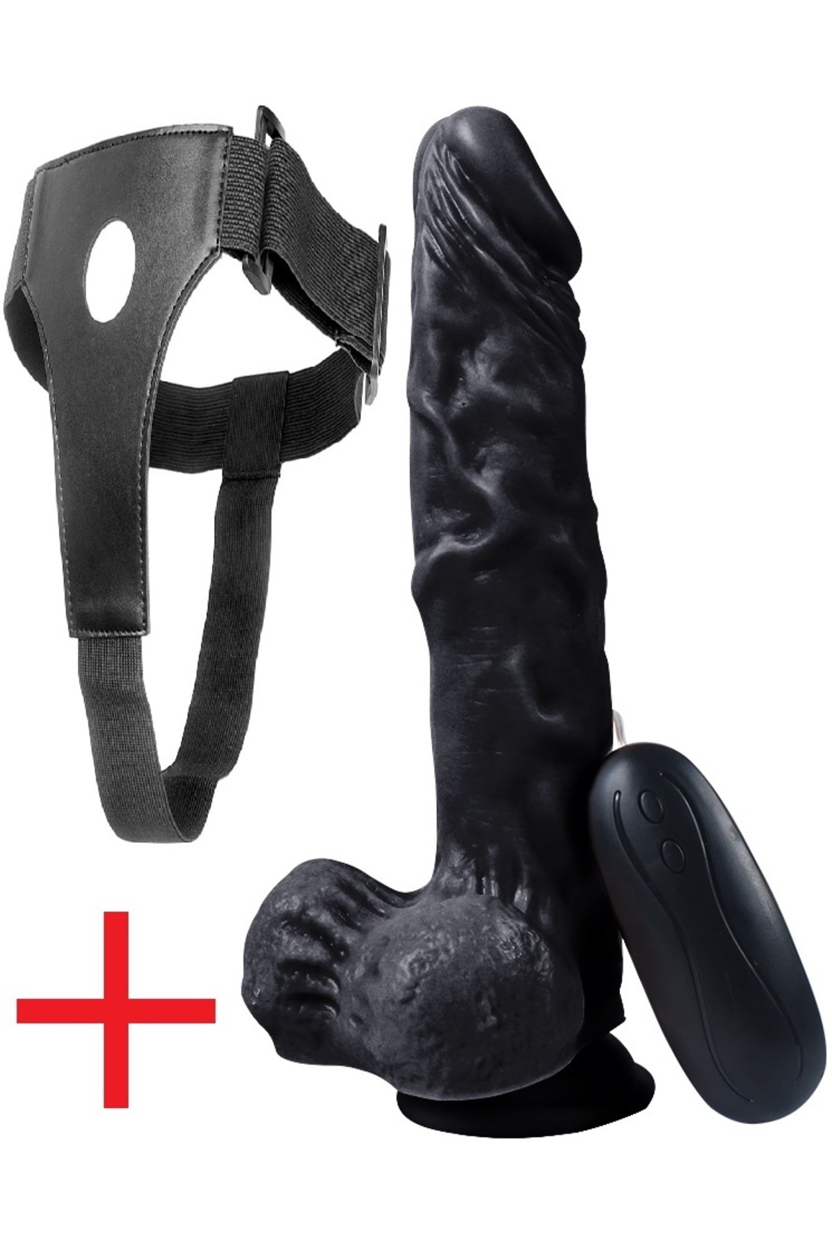 24 Cm 10 Mod Titreşimli Zenci Ten Dokusunda Belden Bağlamalı Vibratör Realistik Kemerli Penis Dildo