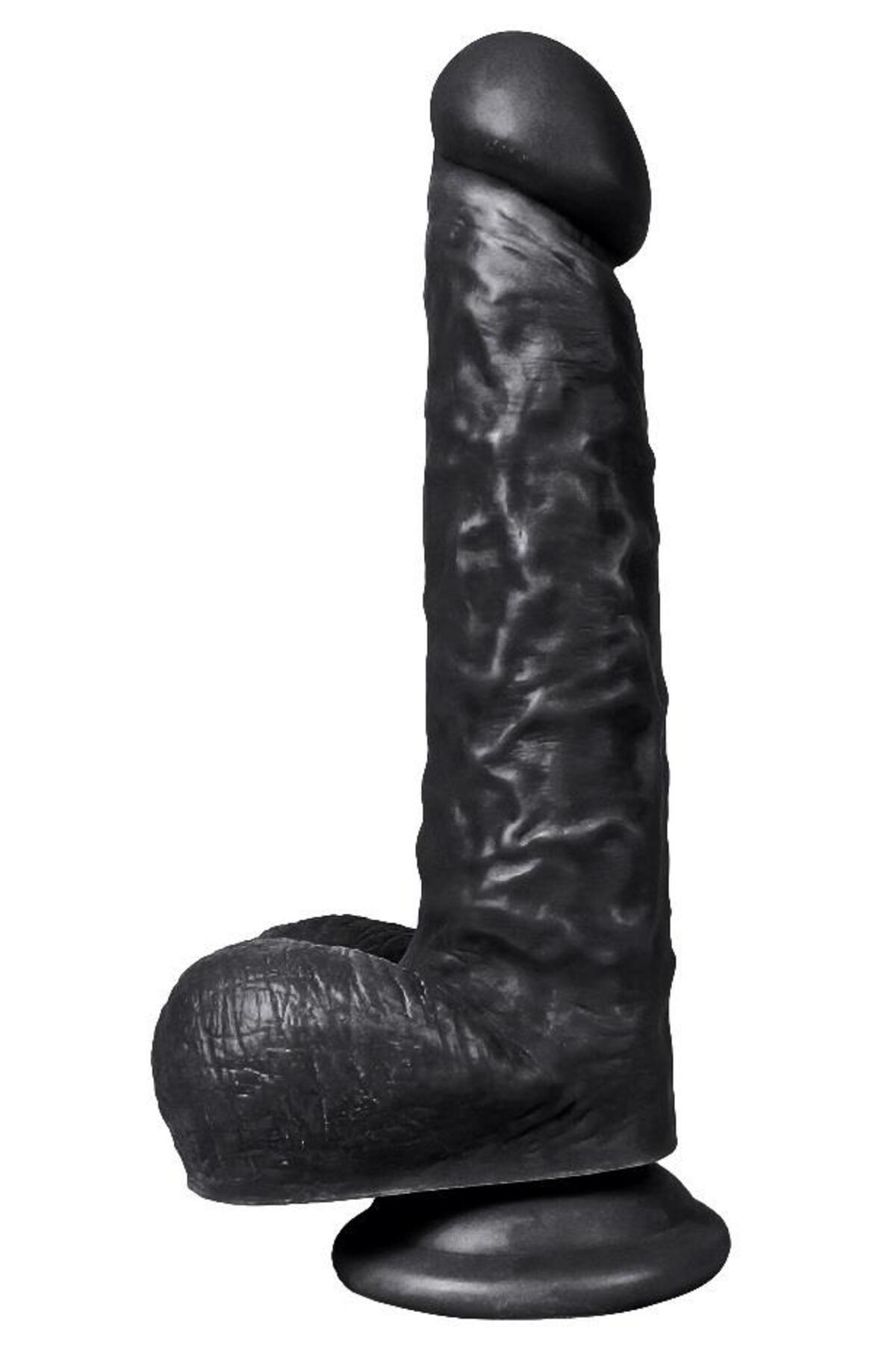 Ultra Soft Gerçekçi Esnek Et Dokusunda 26 Cm Kalın Penis Güçlü Vantuzlu Realistik Siyah Dildo