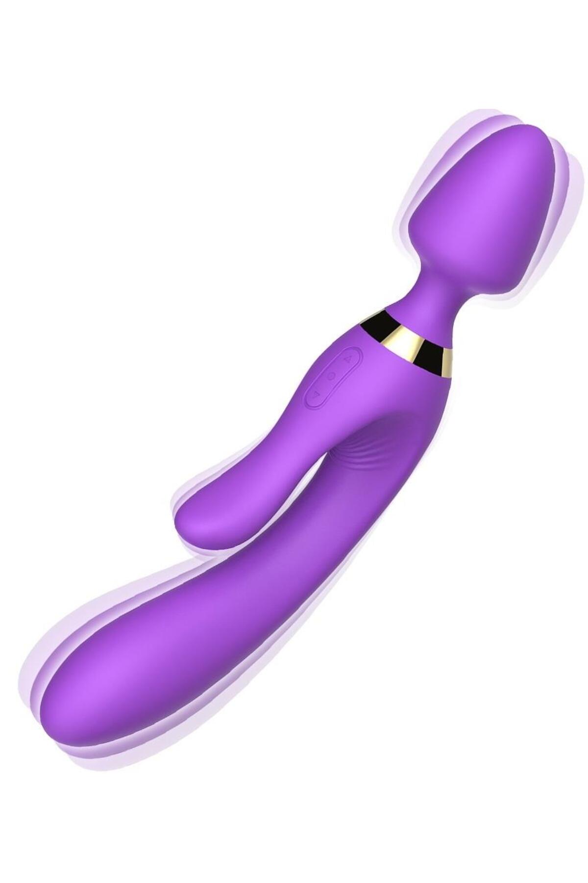 Klitoris G Noktası Uyarıcılı Şarjlı 3 Motorlu Masaj Ve Dildo Soft Silikon 24 Cm Teknolojik Vibratör