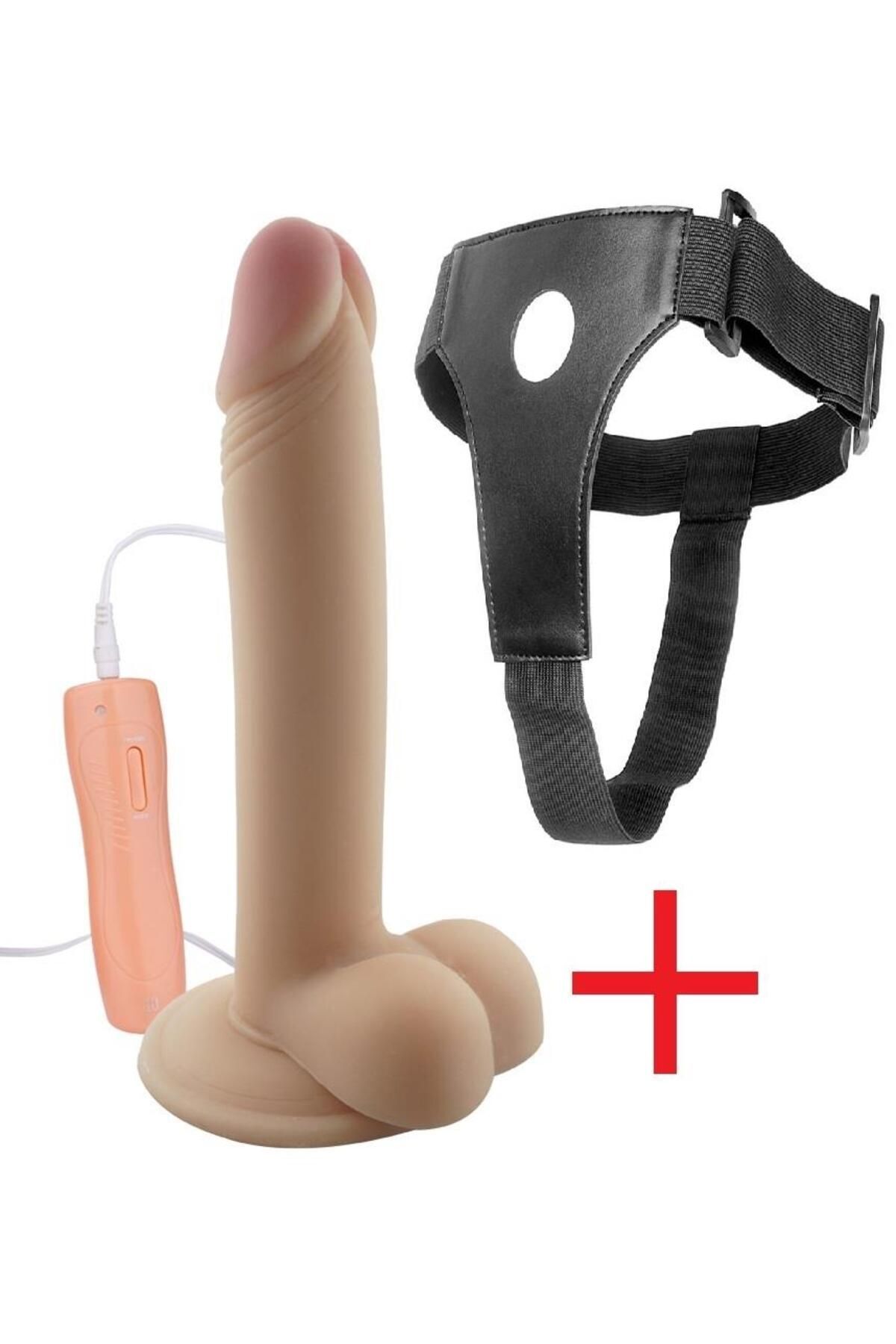 Bağlamalı 21 Cm 10 Mod Titreşim Damarsız Takma Penis Oynar Başlıklı Realistik Kemerli Vibratör Dildo