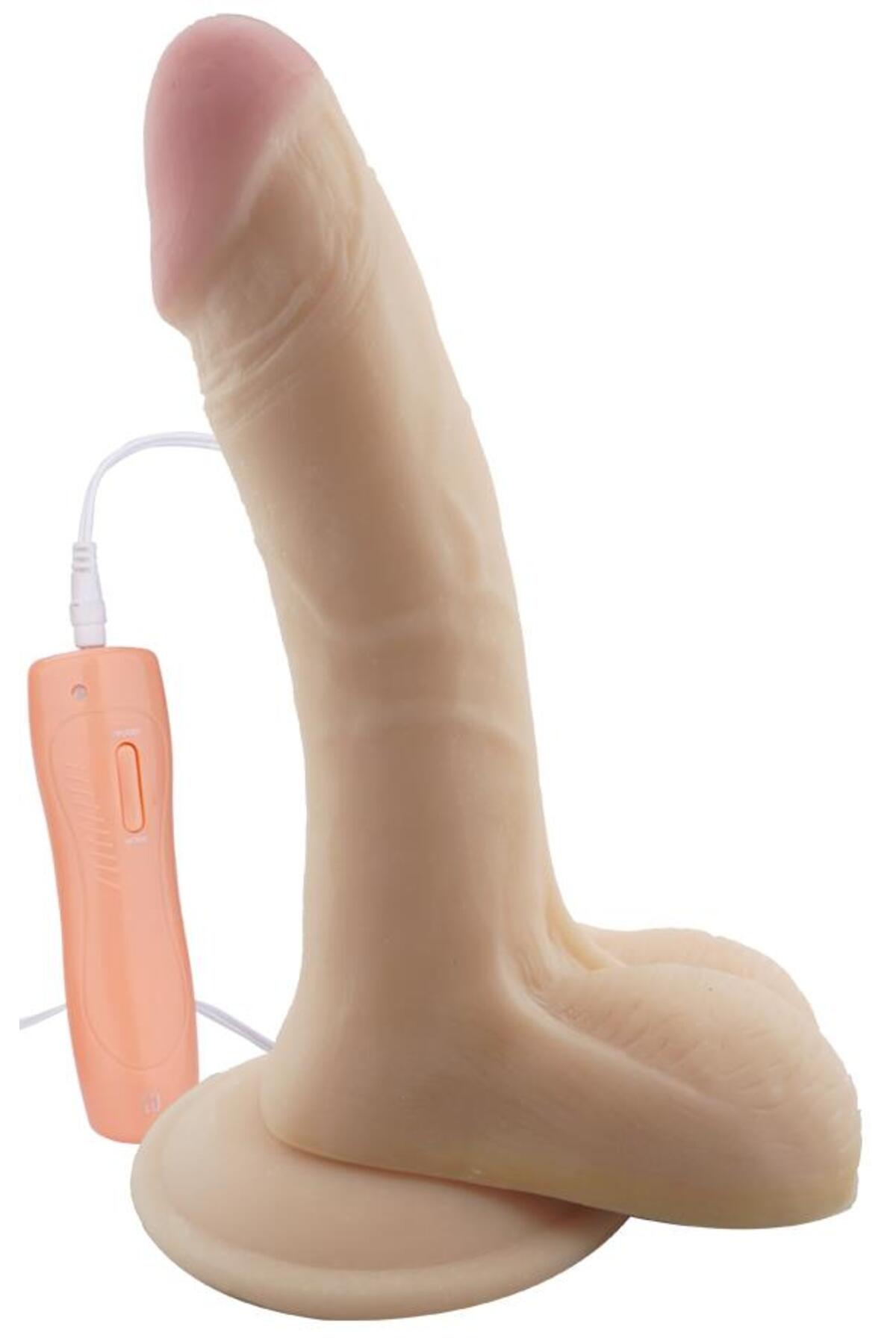 20 cm Vantuzlu 10 Mod Titreşimli Gerçekçi Ten Dokulu Realistik Vibratör