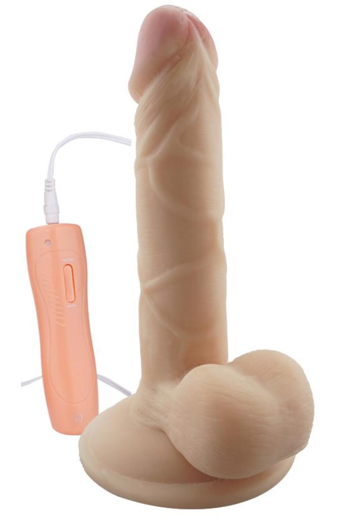 Ultra Gerçekçi Yumuşak Dokuda Vantuzlu 16 Cm Dildo 10 Farklı Titreşimli Penis Realistik Vibratör