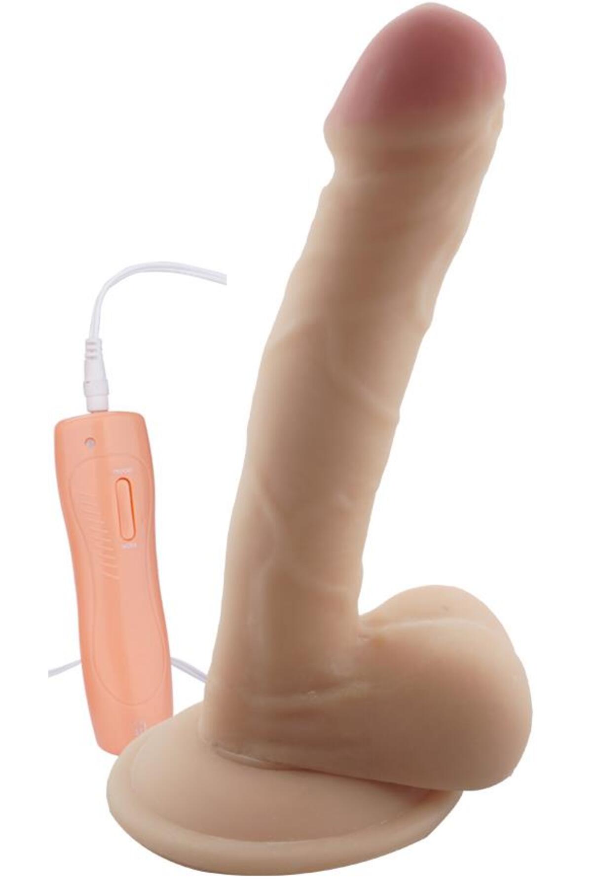 Gerçekçi Et Dokusunda Ten Hissiyatı 10 Farklı Titreşim 19 Cm Vantuzlu Realistik Vibratör Penis Dildo