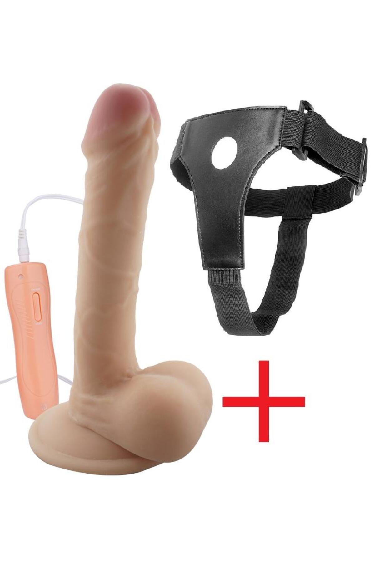 Takma Dildo 19 Cm 10 Farklı Titreşim Belden Bağlamalı Gerçekçi Kemerli Vantuzlu Realistik Vibratör