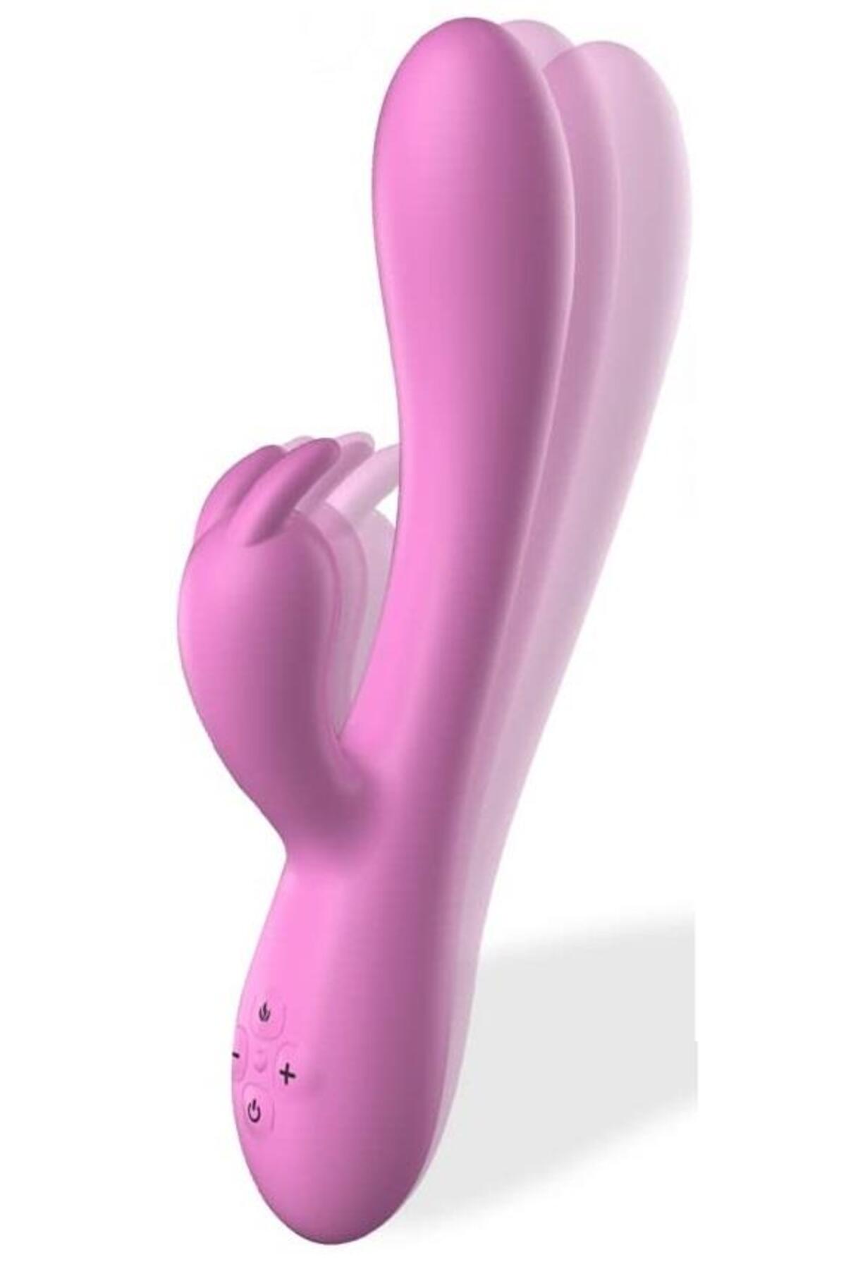 G Noktası Ve Klitoris Uyarıcılı Usb Şarjlı 16 Farklı Titreşimli Soft Silikon Dokuda Rabbit Vibratör