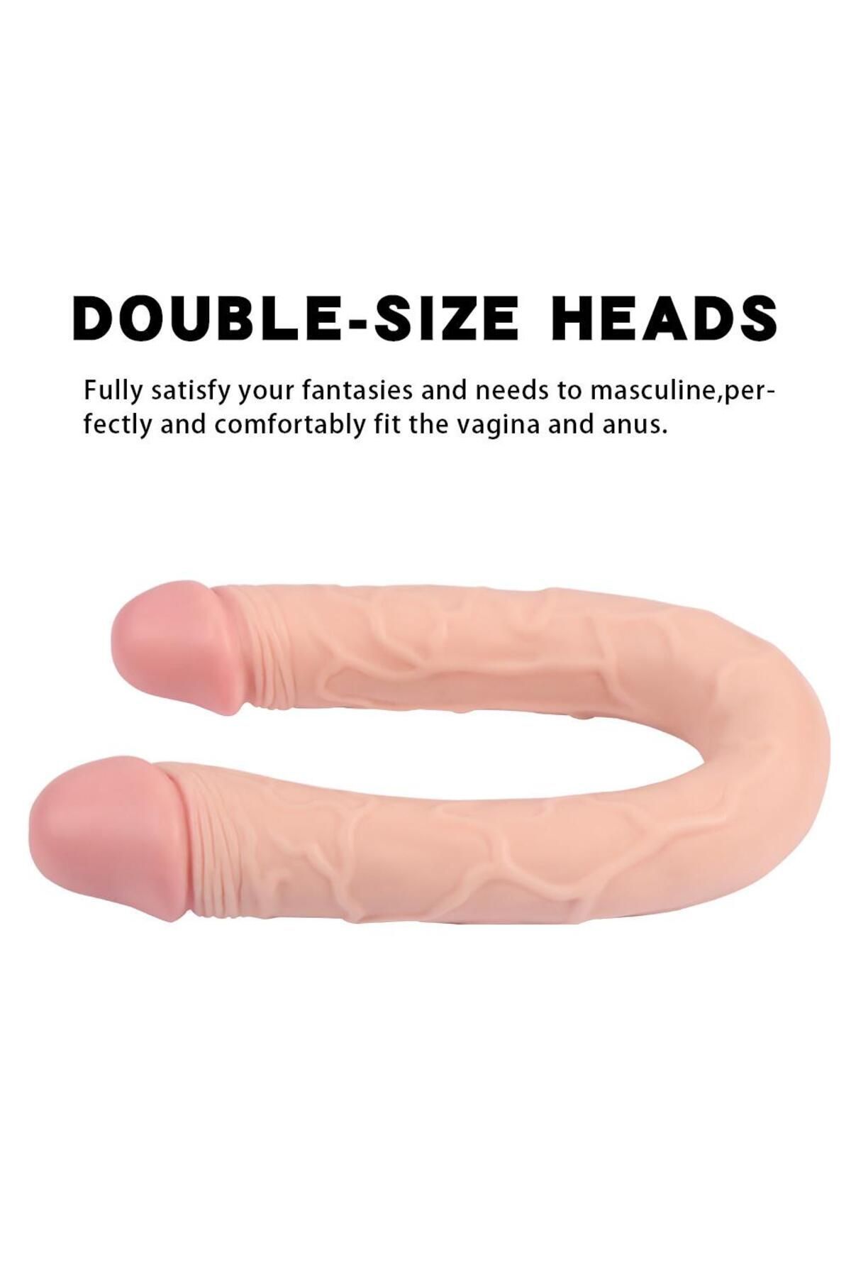 46 Cm Çift Başlıklı Lezbiyen Penis Anal Vajinal Gerçekçi Et Doku Çift Taraflı Realistik Unisex Dildo