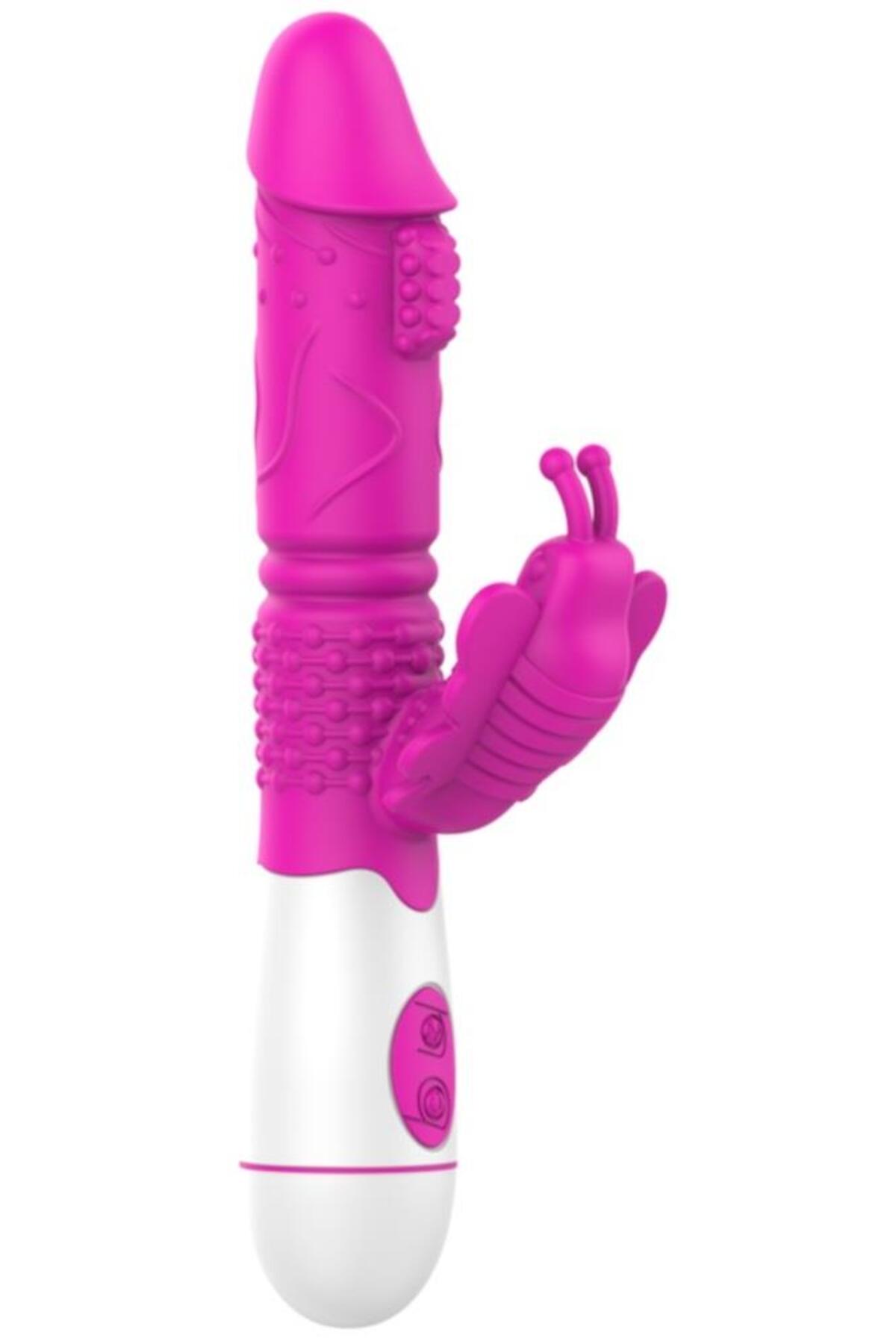 Soft Silikon Dokuda Tırtıklı Kelebek Klitoris Uyarıcılı Usb Şarjlı 30 Mod Titreşimli Rabbit Vibratör