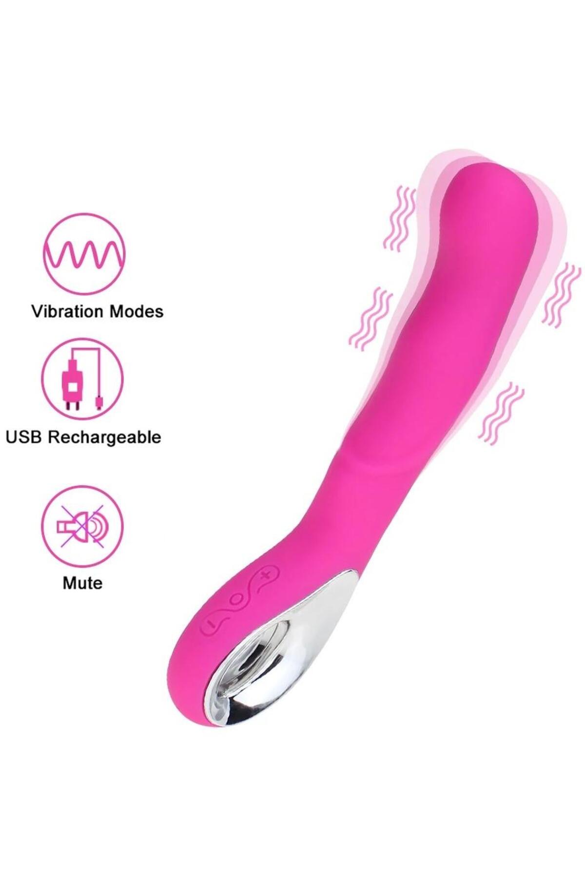 Usb Şarjlı G Noktası Uyarıcılı 12 Farklı Güçlü Titreşim Medikal Silikon Dokuda Orgazm Zevk Vibratörü
