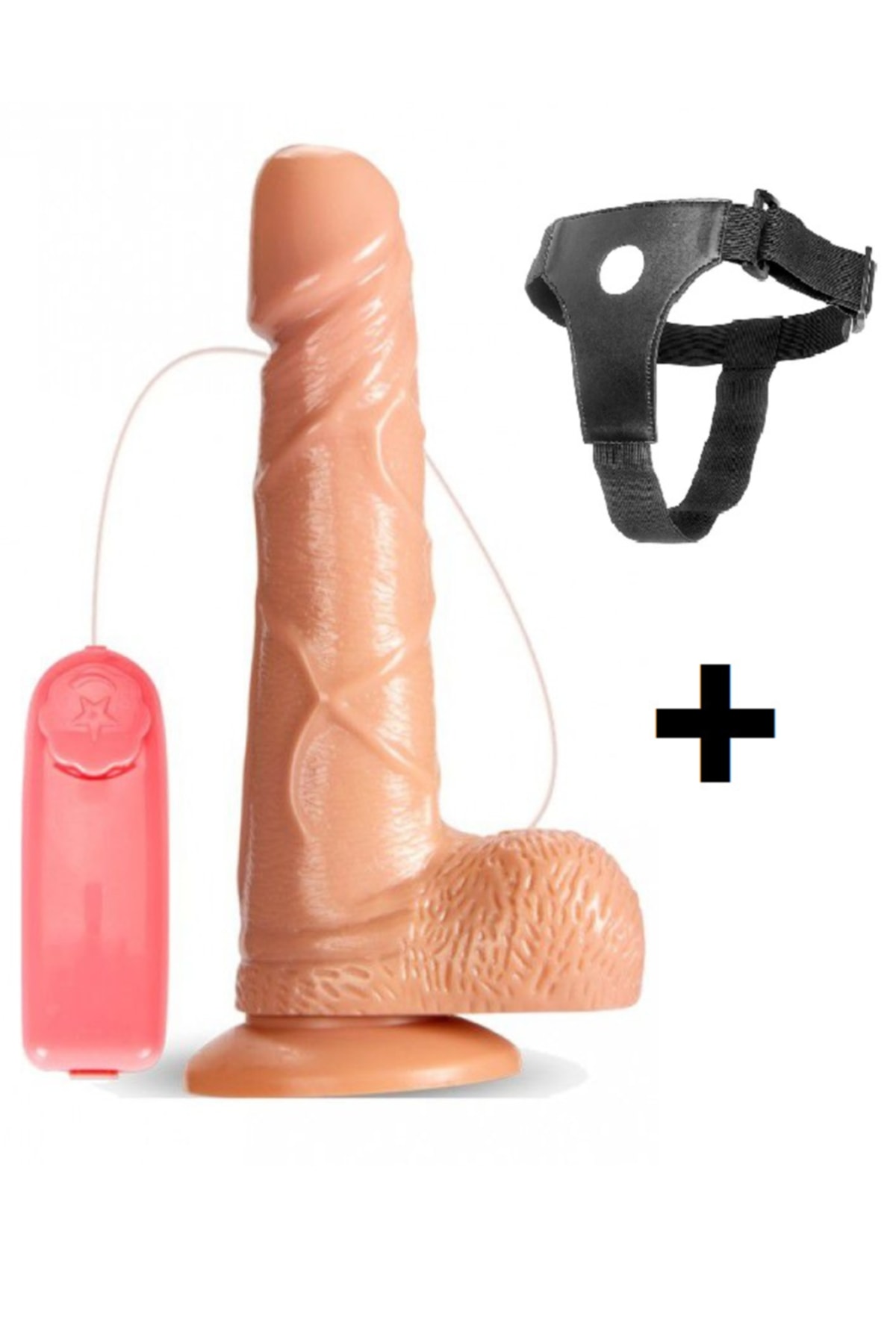 Yumuşak Dokuda 17 cm Ayarlanabilir Güçlü Titreşim Penis Belden Bağlamalı Kemerli Realistik Vibratör