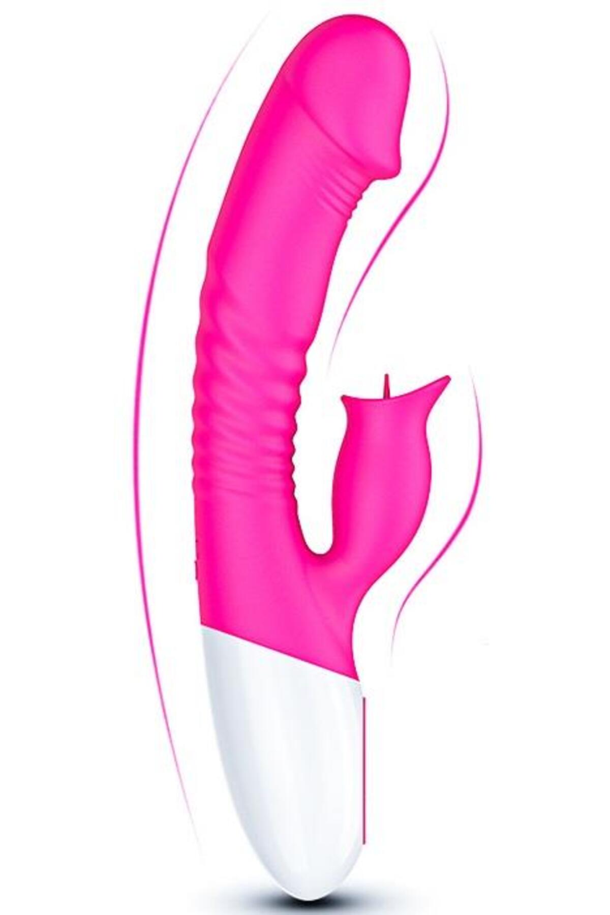 Soft Silikon Dokuda Dil Atabilen Klitoris Uyarıcılı 7 Farklı Titreşimli Usb Şarjlı Rabbit Vibratör