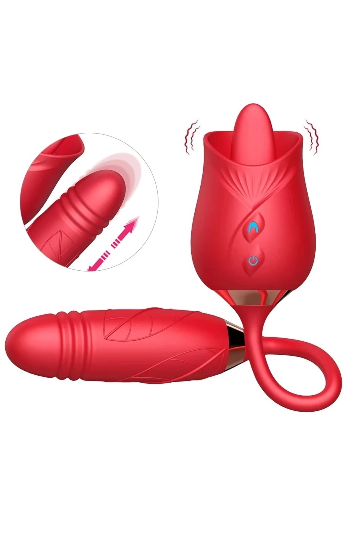 Ileri Geri Hareketli Kafa Dildo Dil Hareketli Klitoris 10 Teleskopik Ve Dil Modları Lüx Gül Vibratör