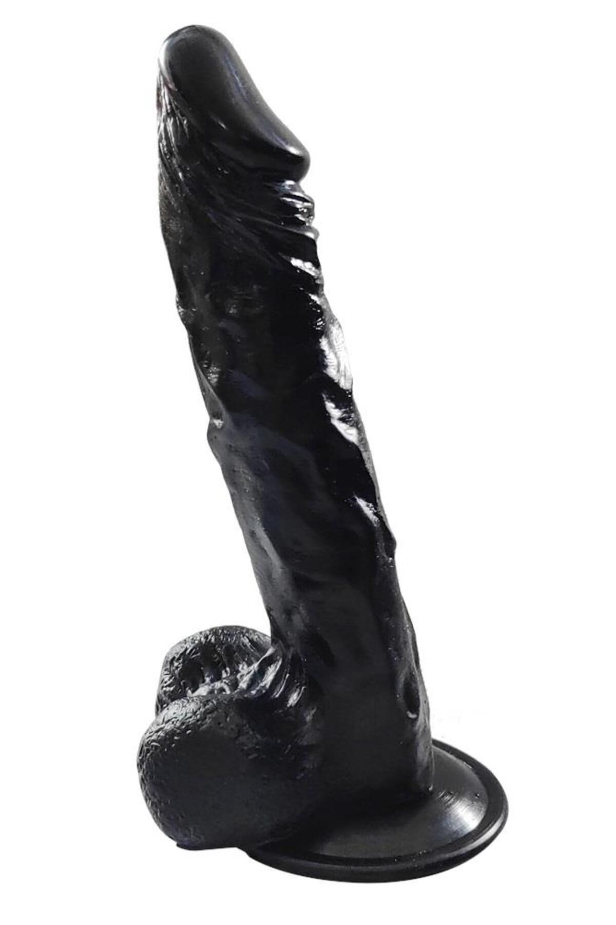 24 Cm Yumuşak Doku Ultra Gerçekçi Testisli Güçlü Vantuzlu Zenci Süper Realistik Siyah Penis Dildo