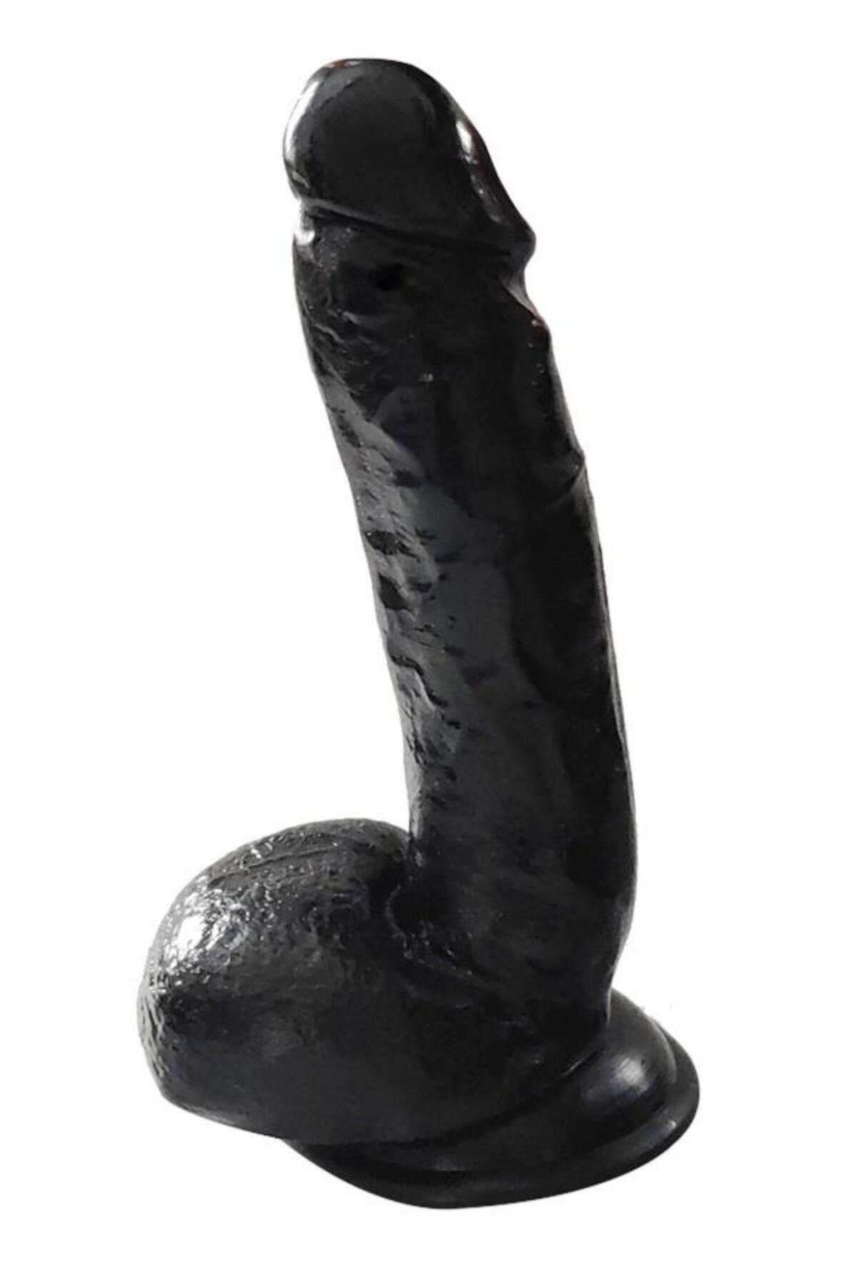 Gerçekçi Yumuşak Et Dokusu 22 Cm Kalın Damarlı Vantuzlu Testisli Realistik Siyah Penis Dildo