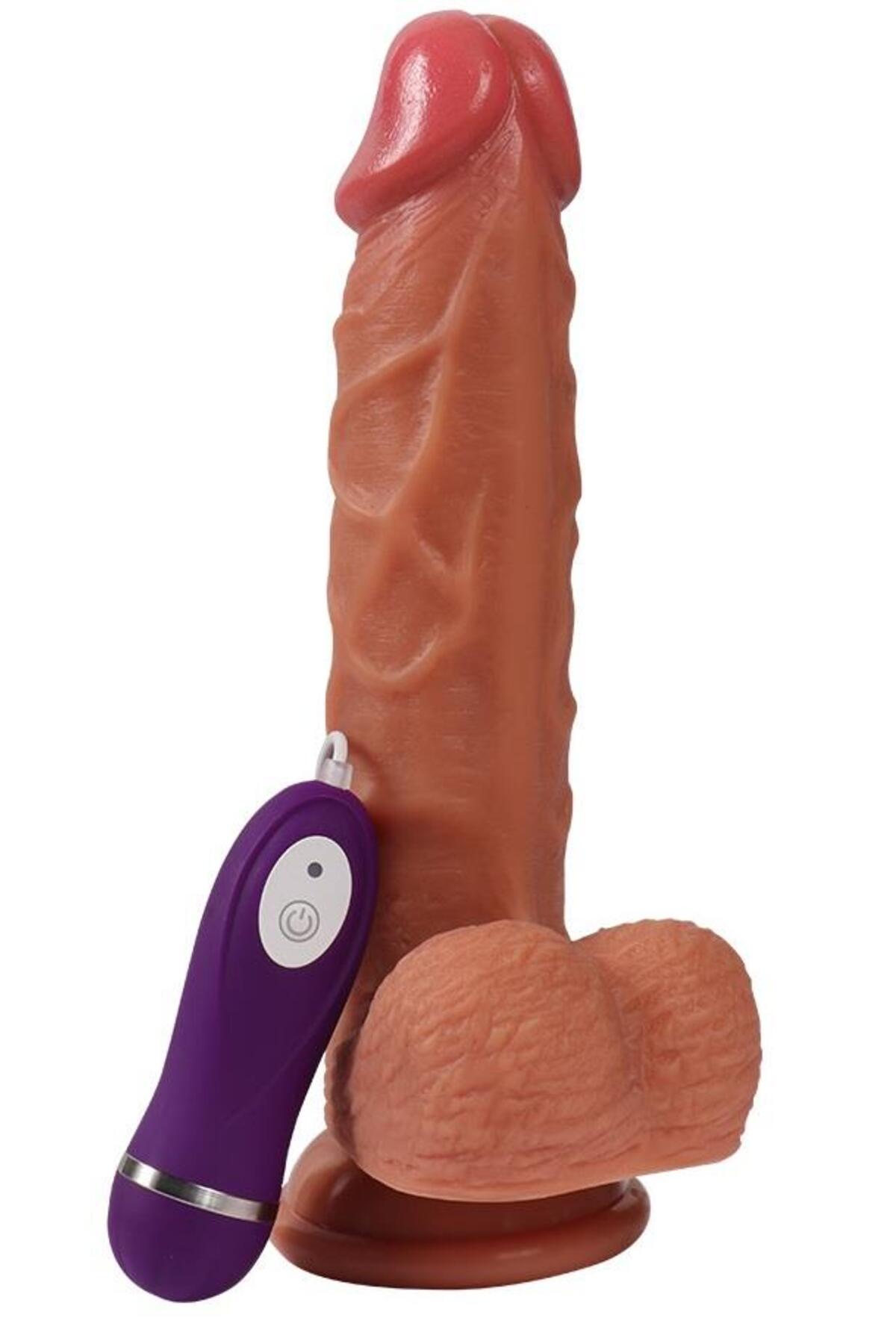 Soft Likit Silikon Dokulu 21 cm 10 Mod Titreşimli Vantuzlu Realistik Vibratör