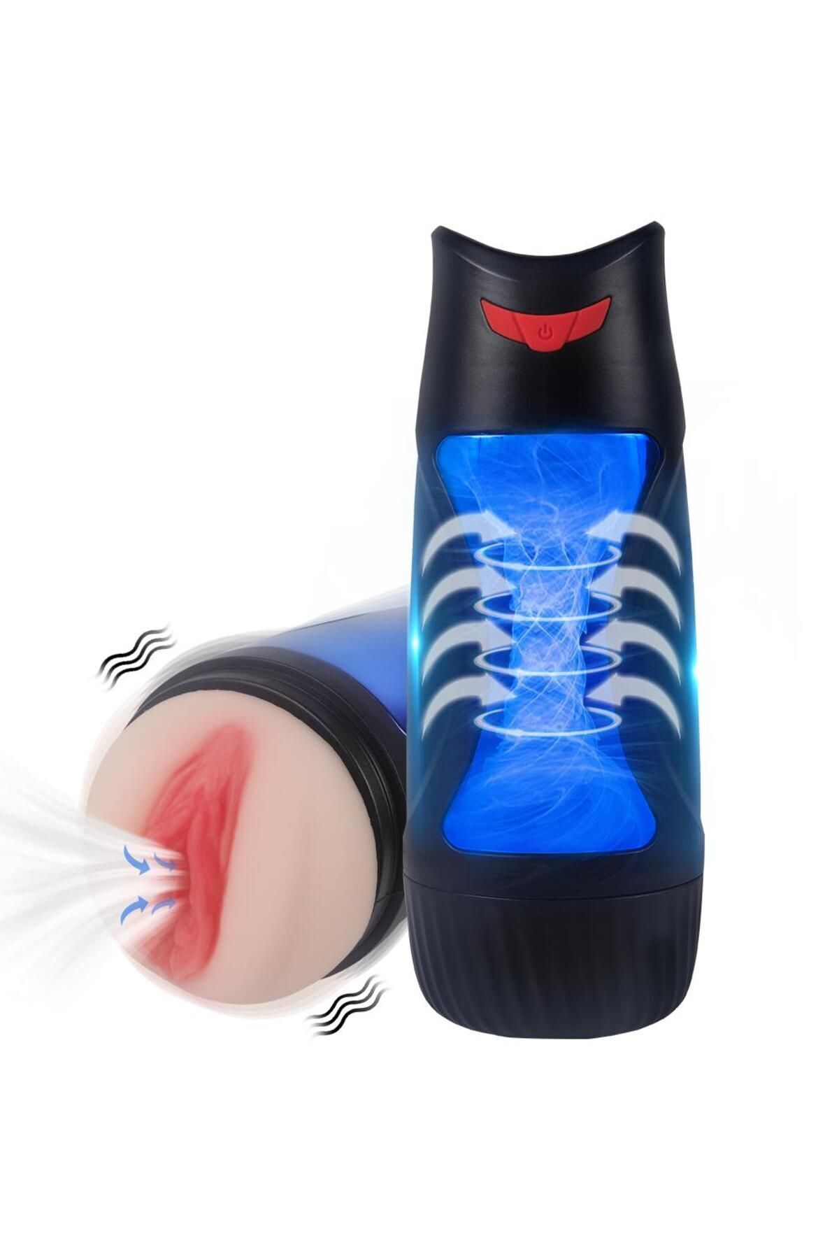 Hava Darbeli 12 Mod Titreşimli USB Şarjlı Gerçekçi Ten Dokulu Cup Mastürbatör
