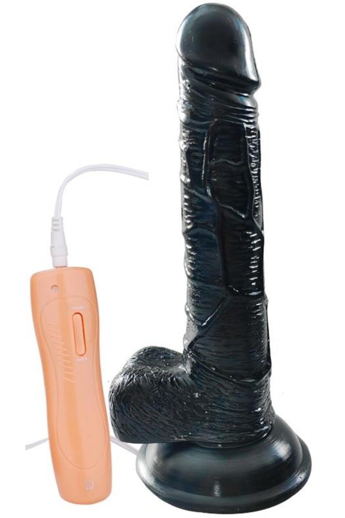 21 Cm 10 Farklı Titreşim Gerçekçi Ten Doku Siyah Vibratör Güçlü Vantuzlu Penis Zenci Realistik Dildo