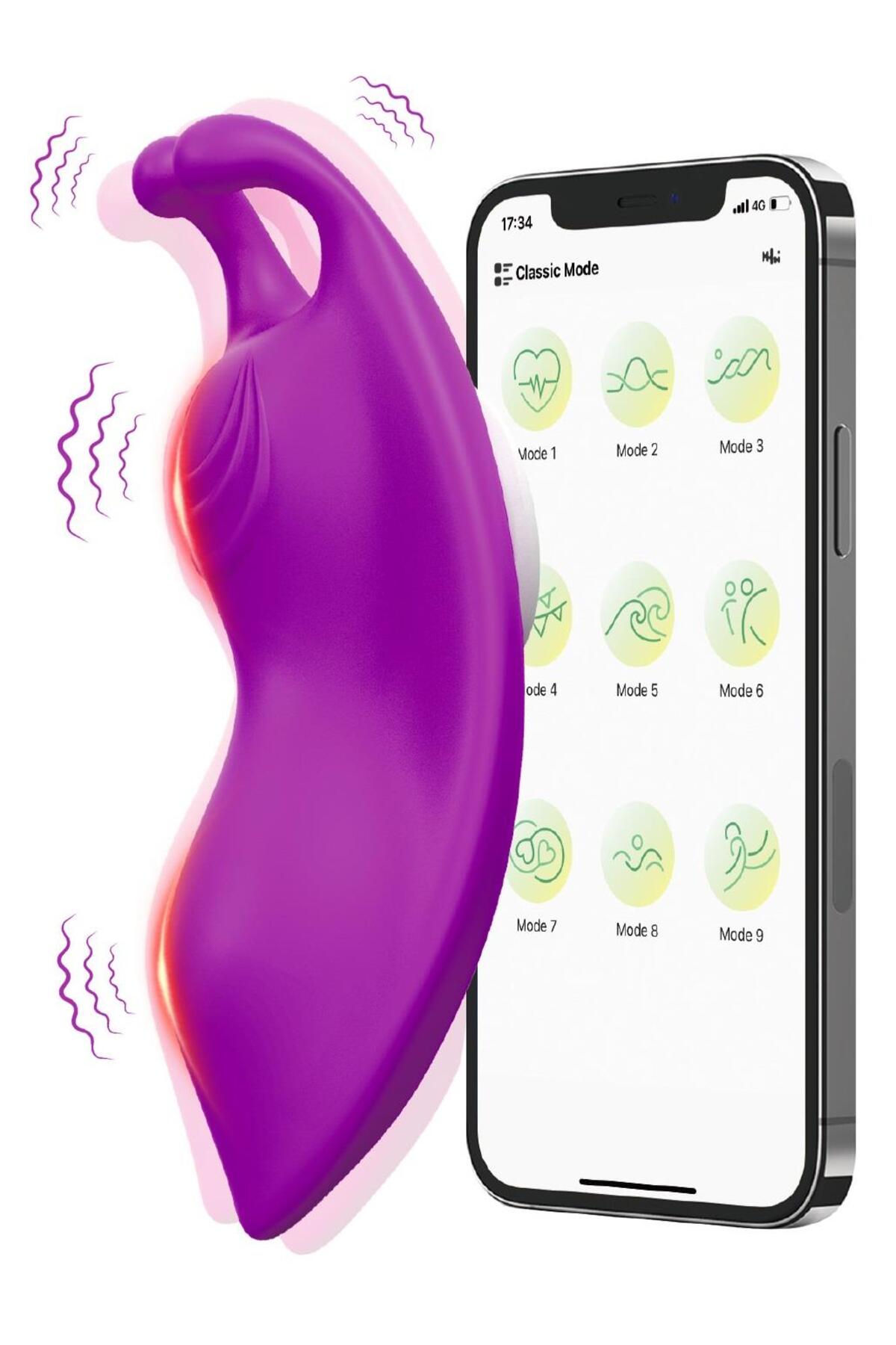 Kilot İçi Giyilebilen App Telefon Uygulama Kontrollü Şarjlı Soft Silikon Klitoris Uyarıclı Vibratör
