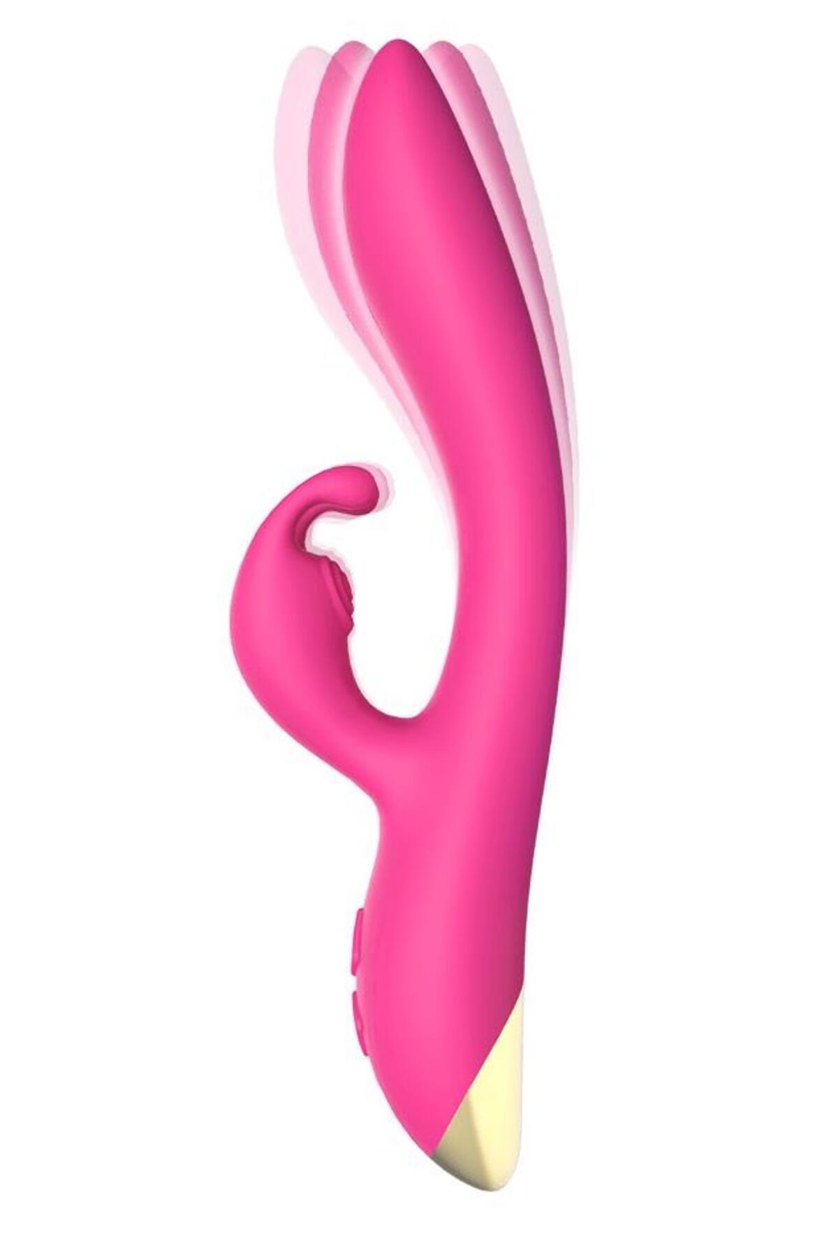 Rabbit Vibratör G Noktası Klitoris Uyarıcılı Soft Medikal Silikon Doku Şarjlı 9 Mod Titreşim Dildo