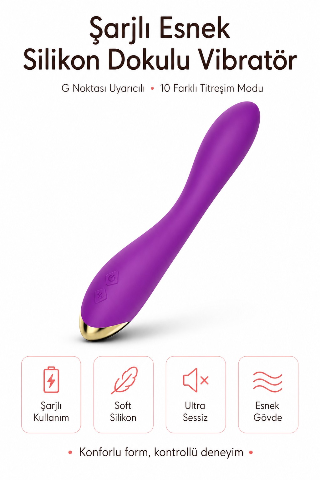 Şarjlı Esnek Silikon Dokulu G Noktası Uyarıcılı 10 Modlu Titreşimli Vibratör